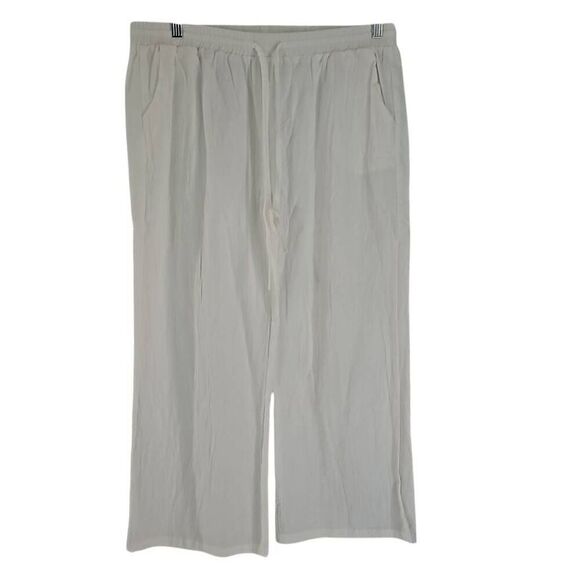 White elastic drawstring pants, slacks. Size XXL. - Picture 2 of 7